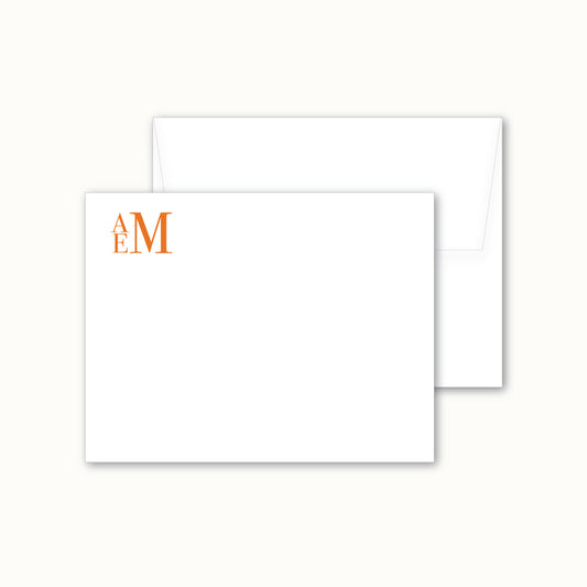 Flat Notecard    |    Stacked Monogram in Traditional Serif Font