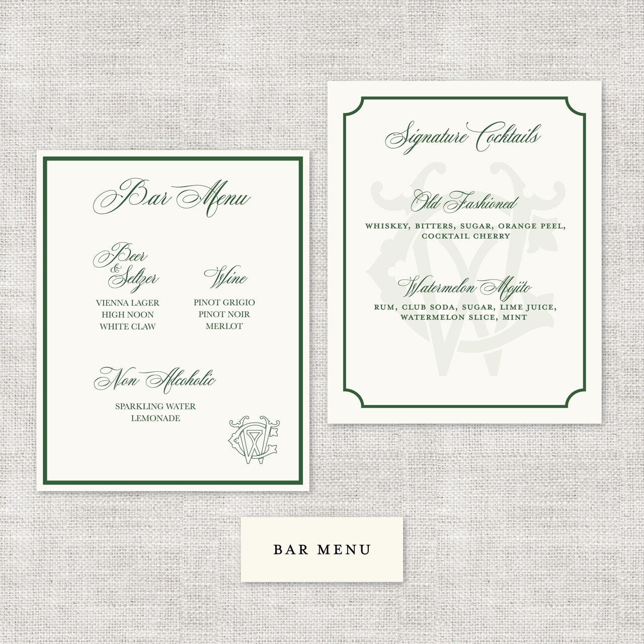 Wedding   |    Catherine Collection    |    Bar Menu (PDF File for you to print)