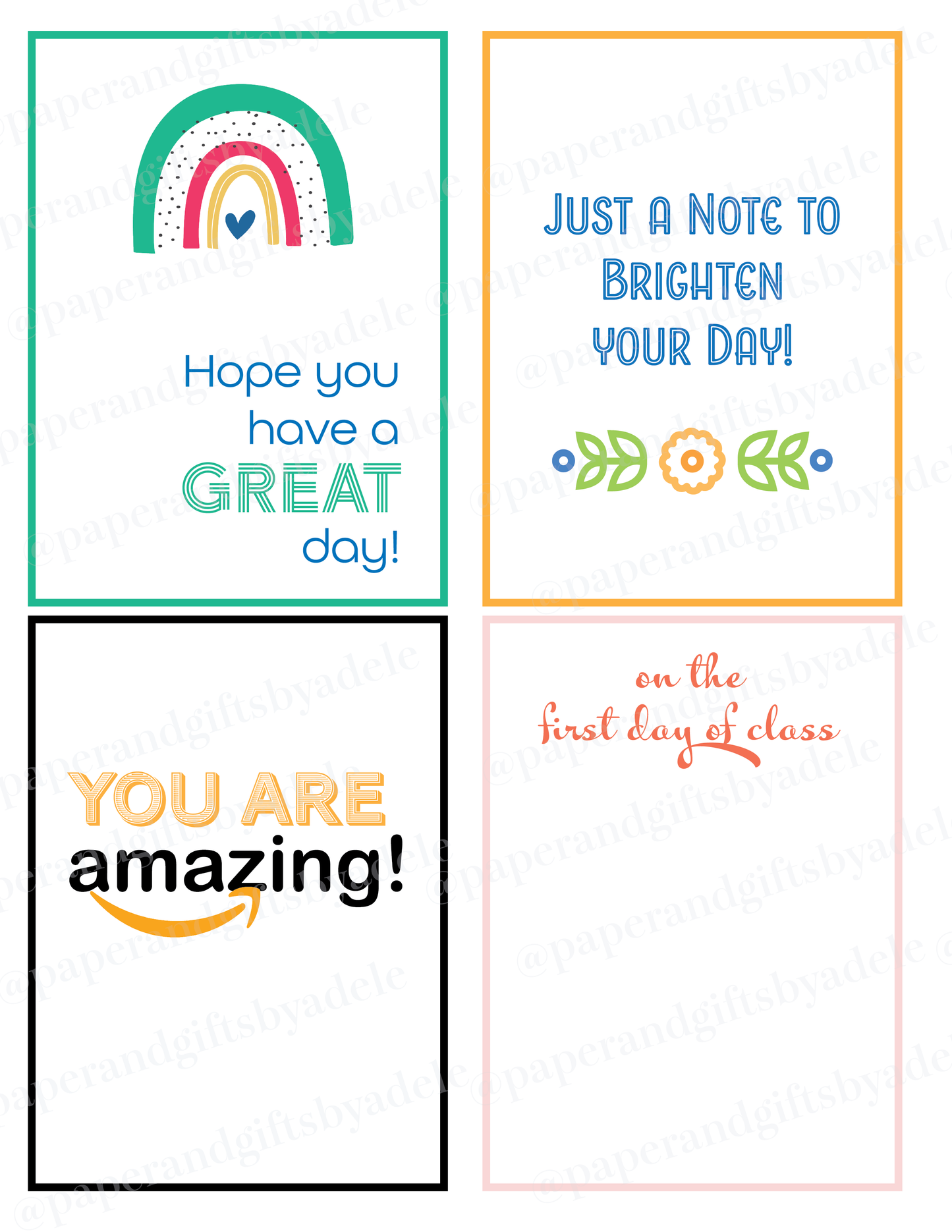 Printables - Encouragement Cards for Students or Teachers