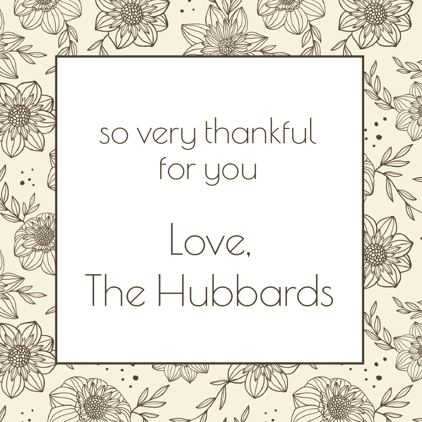 Gift Tag or Sticker   |    So Very Thankful   |   Brown & Cream Line Florals