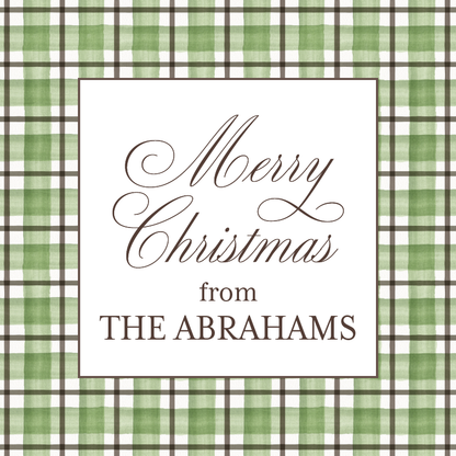 Holiday Gift Tag or Sticker    |    Brown and Green Plaid