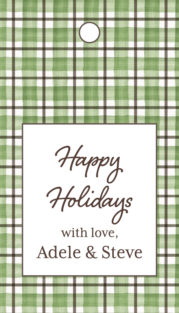 Holiday Gift Tag (Rectangle Hanging Tag) - Brown and Green Plaid