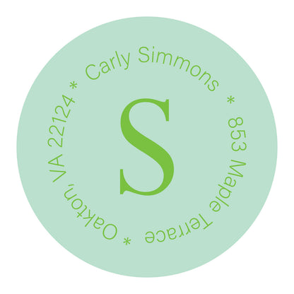 Round Address Label   |   Green & Blue Ikat II