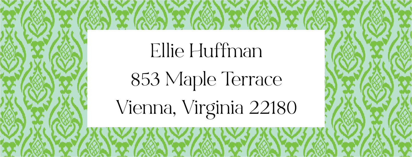 Return Address Labels   Green & Blue Ikat I