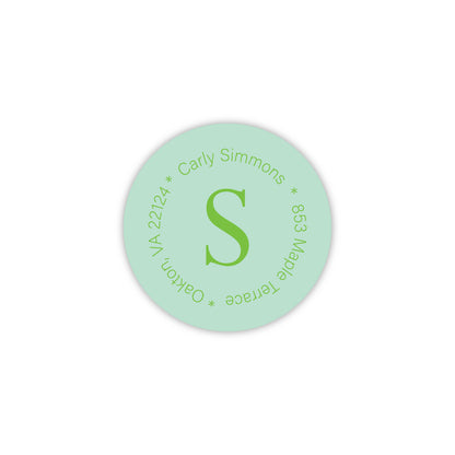 Round Address Label   |   Green & Blue Ikat II