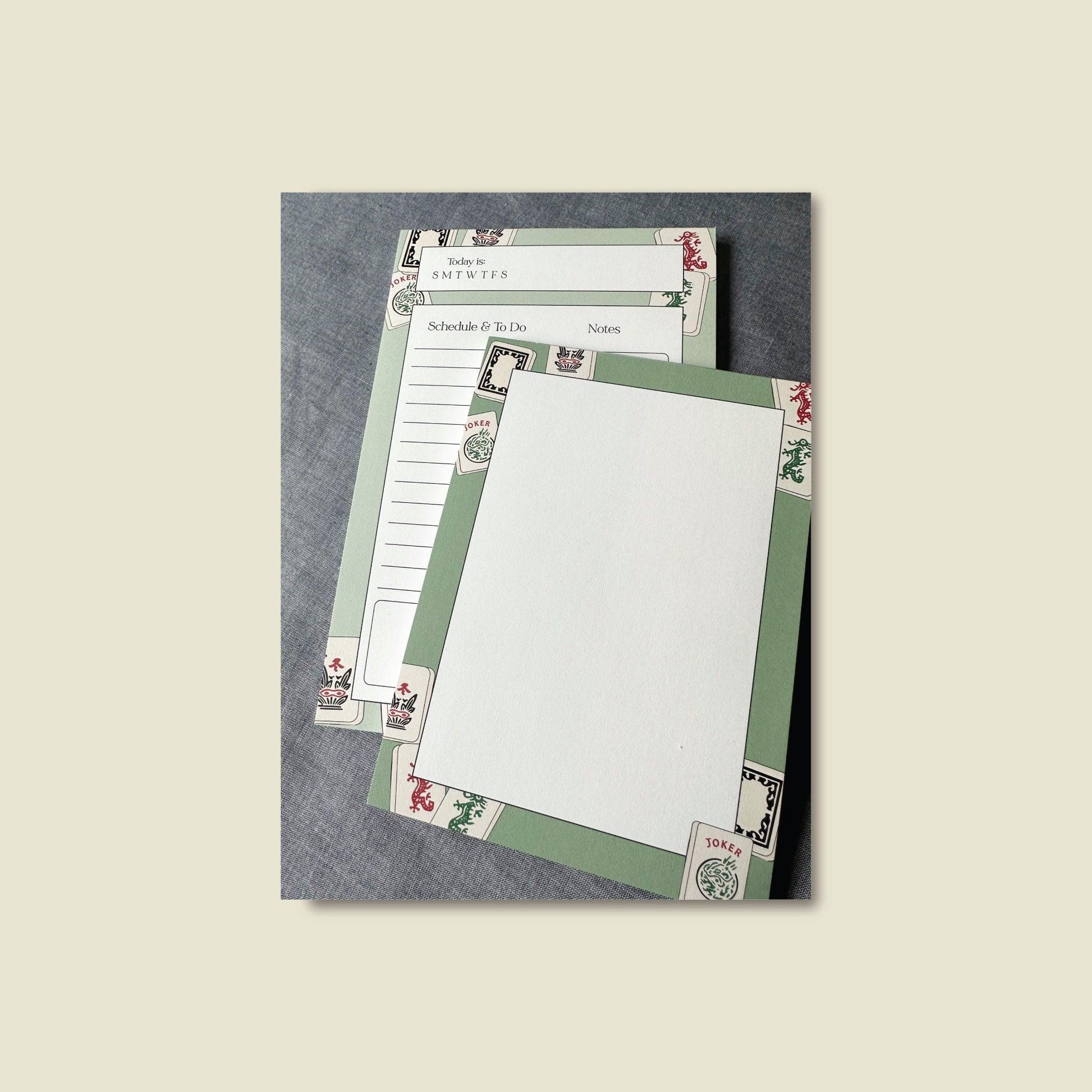 Mah Jongg Notepad, Daily Planner Pad, Mah Jong Gift