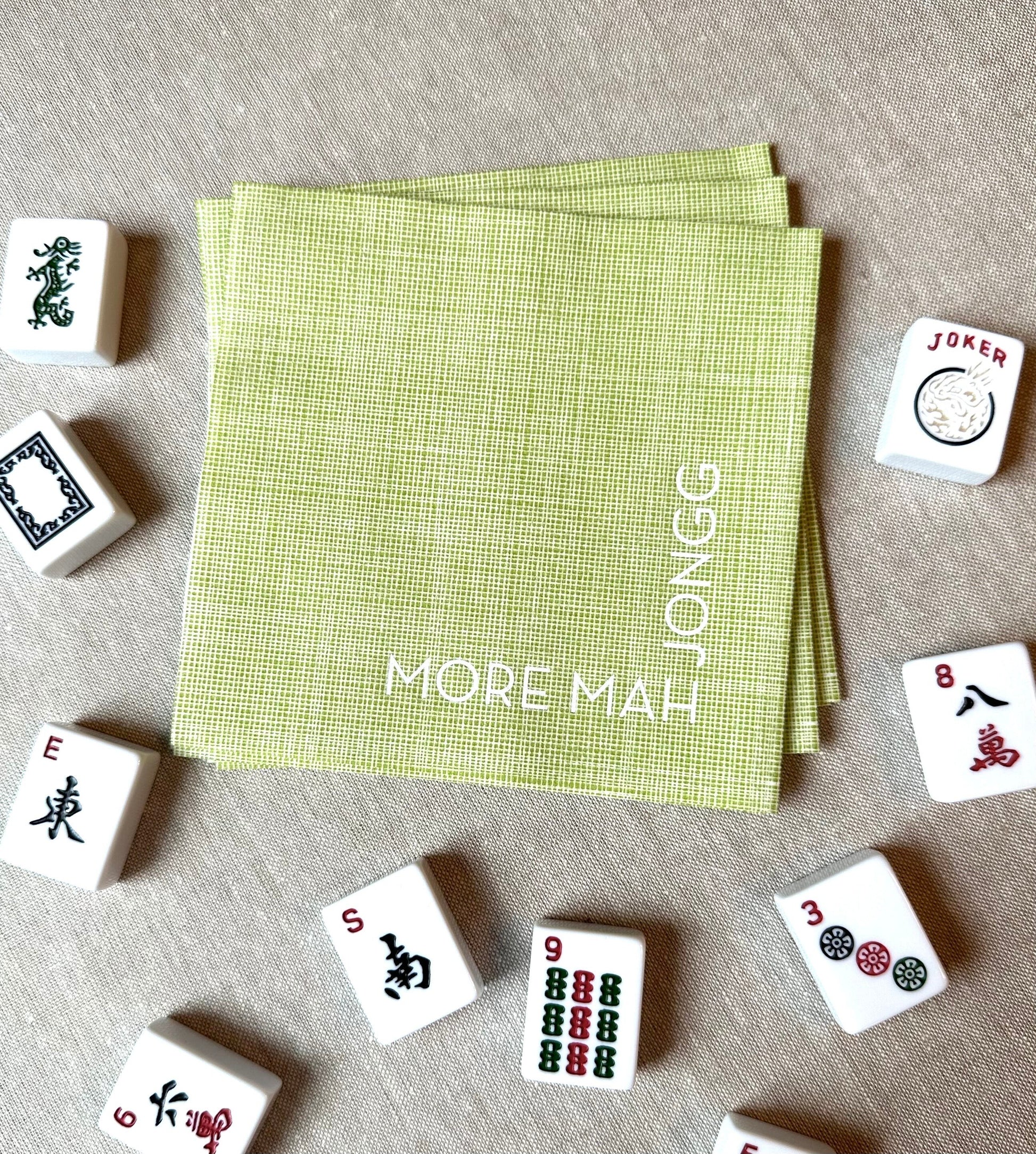 More Mah Jongg, Lime Green Mah Jongg Napkins, Mah Jong Gift