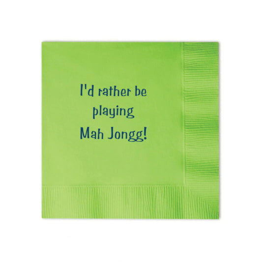 Mah Jongg Napkins, I'd Rather Be Playing Mah Jong, Mahj Game Day, Lime Green Party Napkins