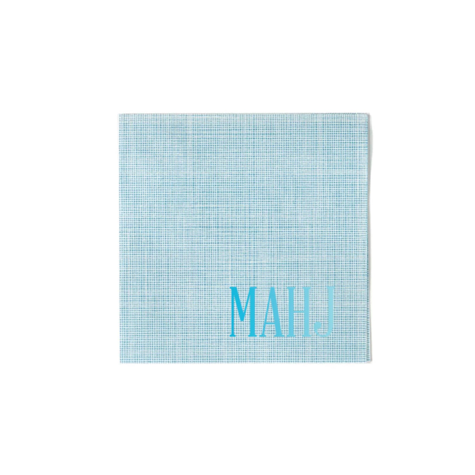 MAHJ Napkins, Turquoise and White Mah Jongg Napkins, Mah Jong Gift
