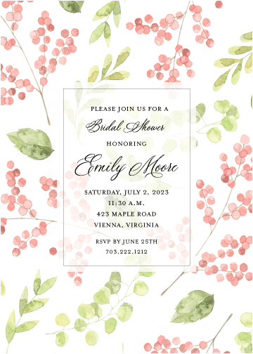 Invitation    |    Greenery with Pink Berry Branches II