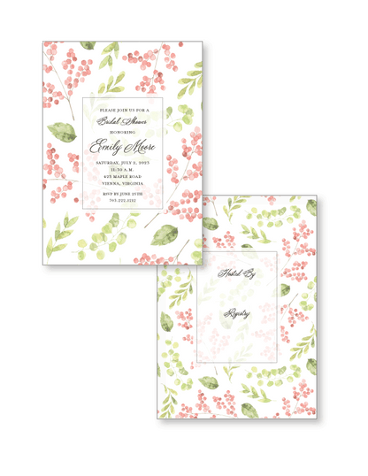 Invitation    |    Greenery with Pink Berry Branches II