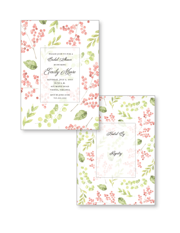 Invitation    |    Greenery with Pink Berry Branches II