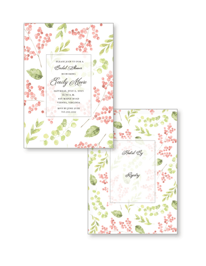 Invitation    |    Greenery with Pink Berry Branches II