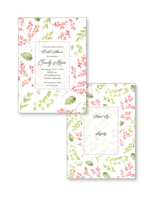 Invitation    |    Greenery with Pink Berry Branches II