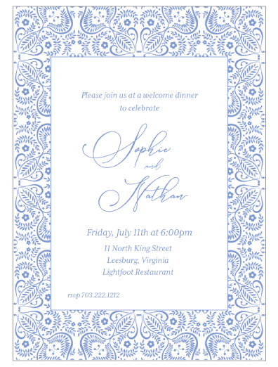 Wedding Party Invitation    |    Blue & White Border 2