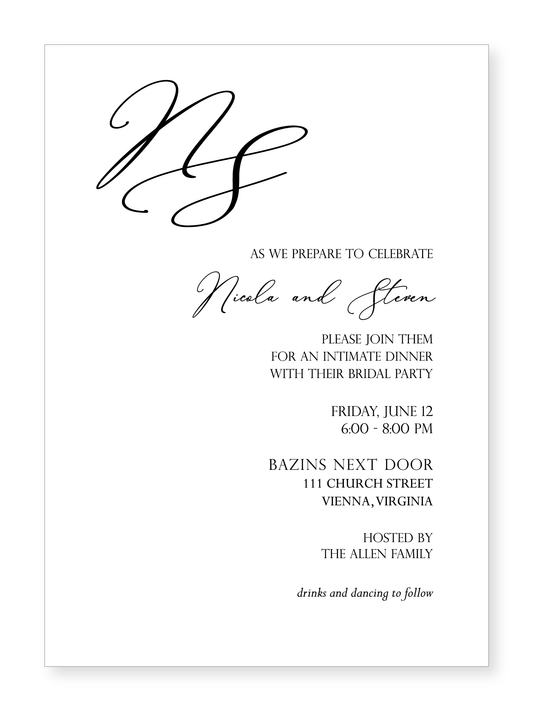 Wedding  |  Party Invitation  |  Cursive Initials