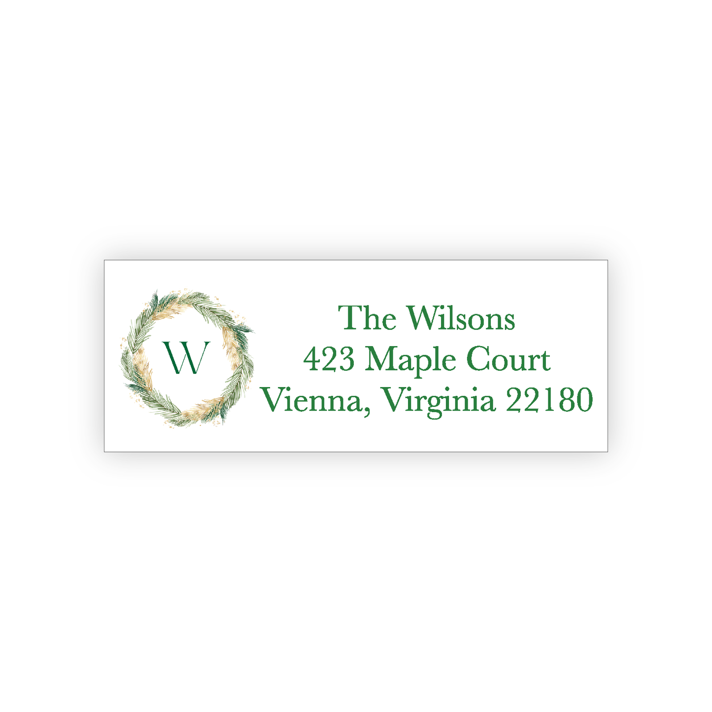 Holiday Address Label    |    Green and Gold Wreath