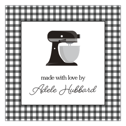 Gift Tag or Sticker    |      Black Gingham     |    From The Kitchen Of