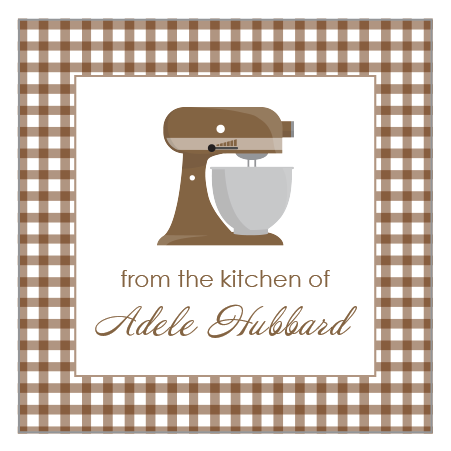 Gift Tag or Sticker    |      Brown Gingham     |    From The Kitchen Of