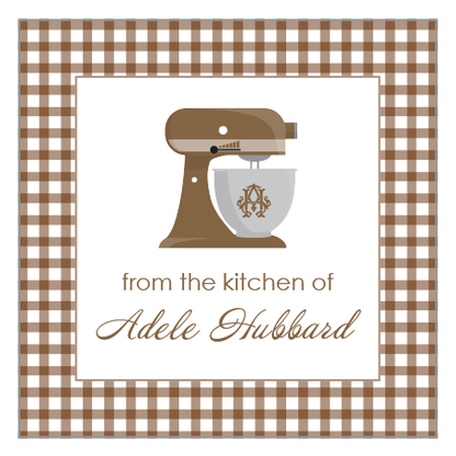 Gift Tag or Sticker    |      Brown Gingham     |    From The Kitchen Of