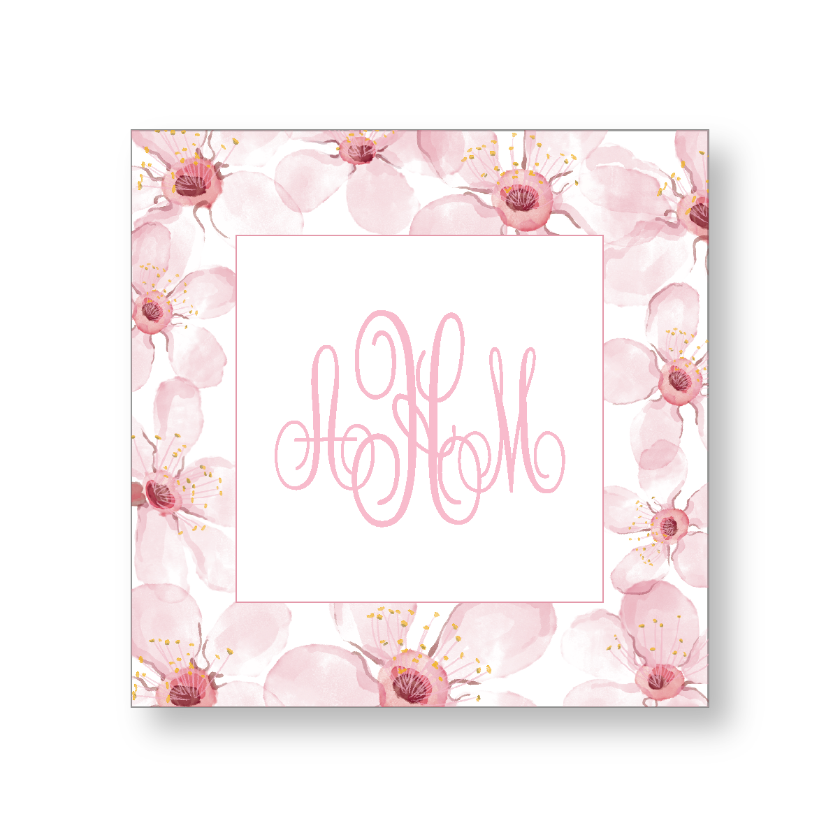 Gift Tag or Sticker    |      Cherry Blossom     |    Square Border