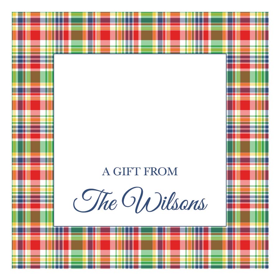 Gift Tag or Sticker   |     A Gift From   |   Christmas Plaid