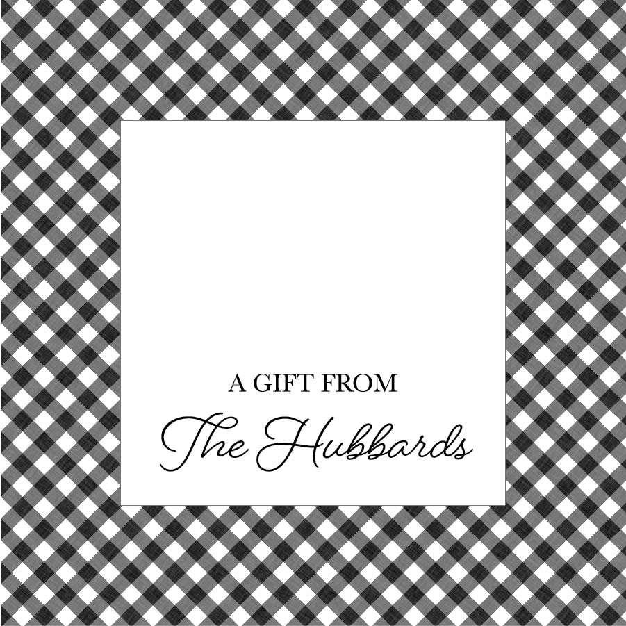 Gift Tag or Sticker   |     A Gift From   (Black Gingham)