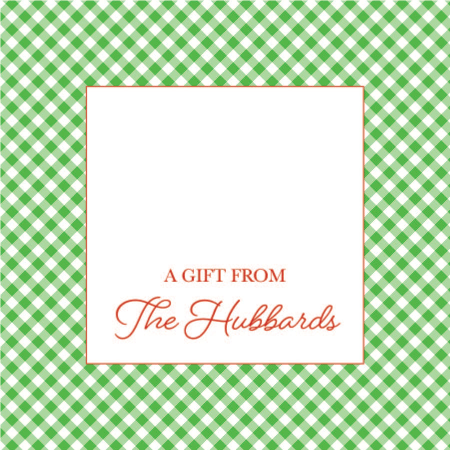 Gift Tag or Sticker   |     A Gift From   (Green Gingham)