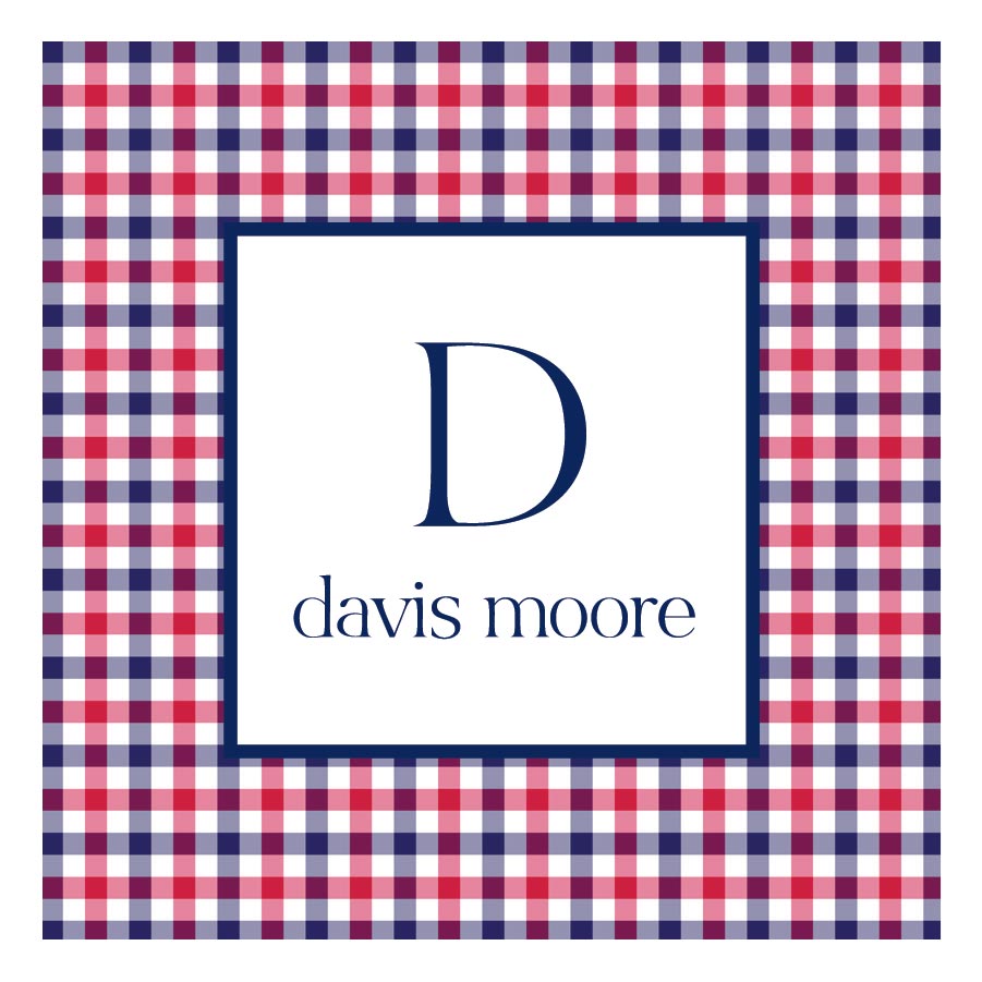 Gift Tag or Sticker or Bag Tag   |   Red and Navy Gingham
