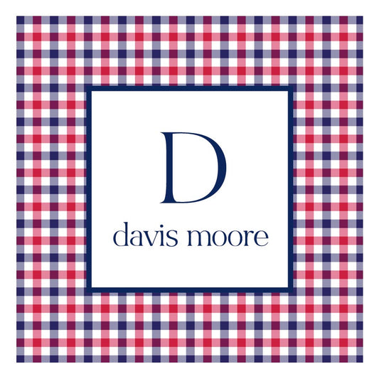 Gift Tag or Sticker or Bag Tag   |   Red and Navy Gingham