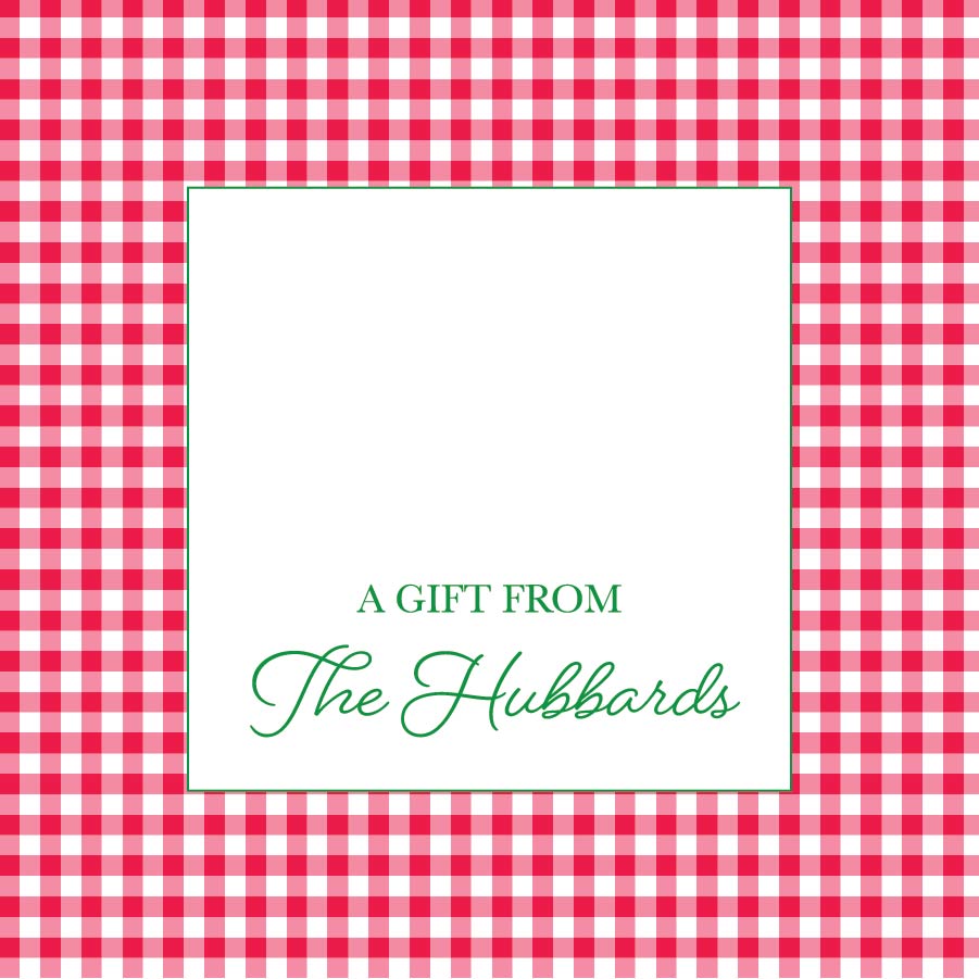 Gift Tag or Sticker   |     A Gift From   (Red Gingham)