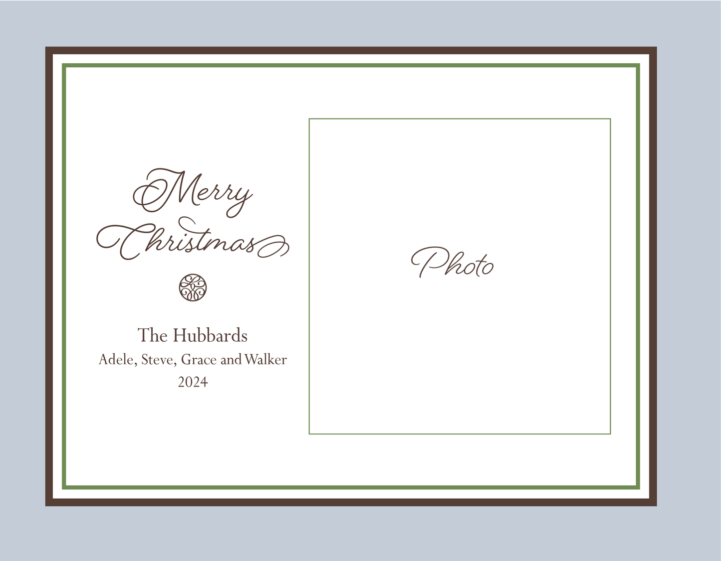 Holiday Photo Card   |   (Horizontal)  Green and Brown Plaid