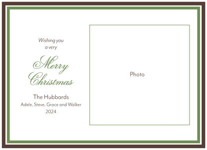 Holiday Photo Card   |   (Horizontal)  Green and Brown Plaid