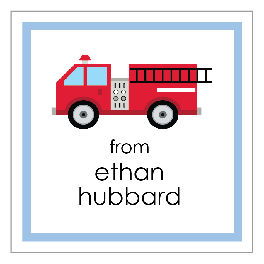 Gift Tag or Sticker  |  Red Firetruck