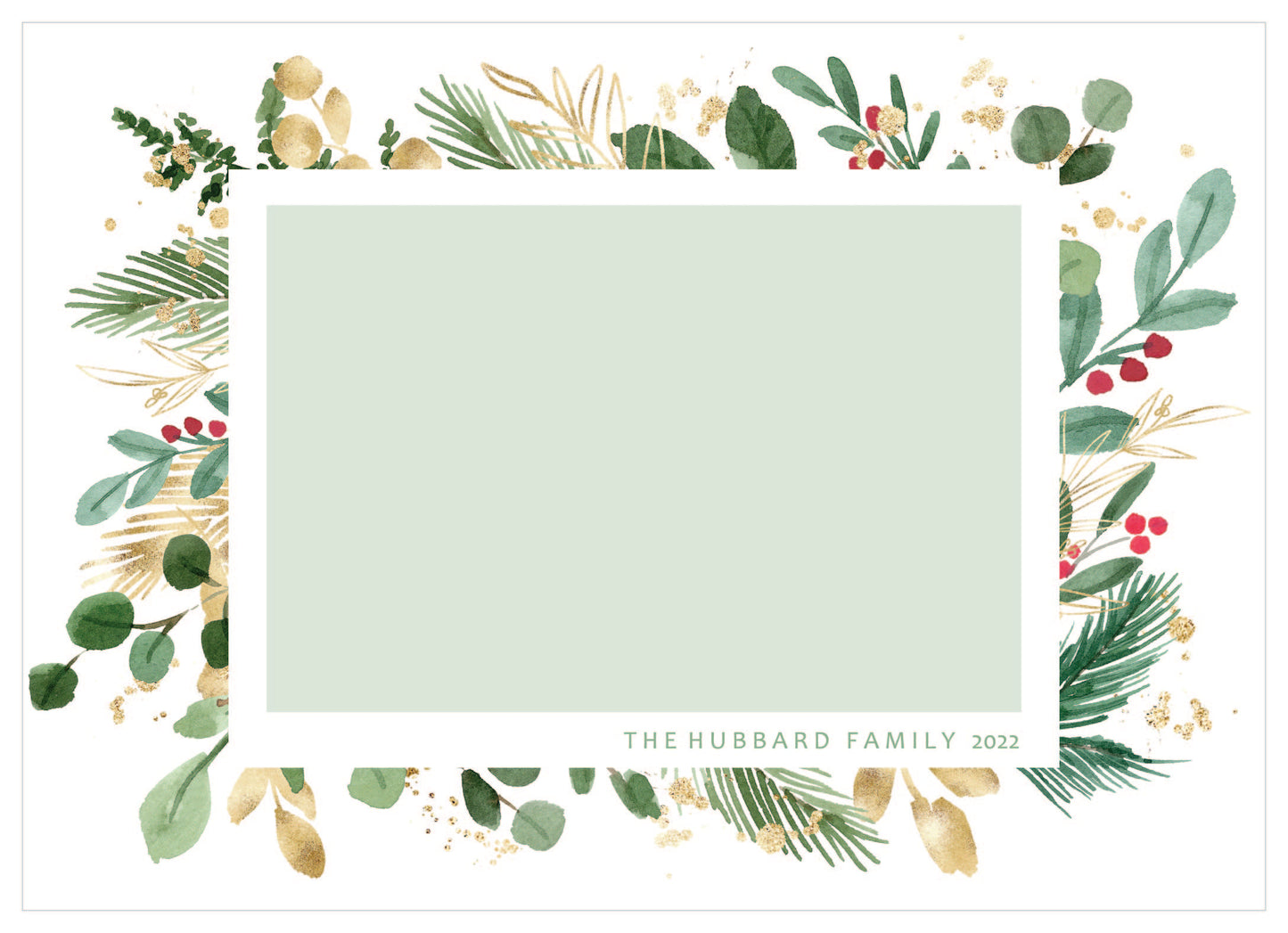 Holiday Photo Card   |    Gold & Greenery