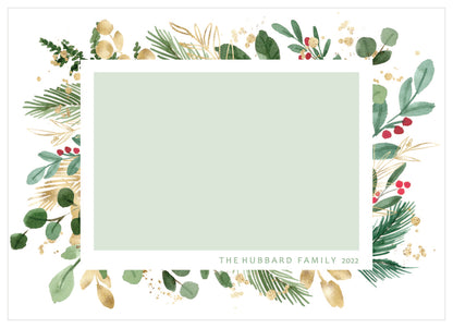 Holiday Photo Card   |    Gold & Greenery