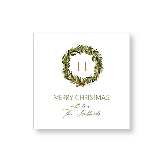 Holiday Gift Tag or Sticker   |     Gold Bead Garland