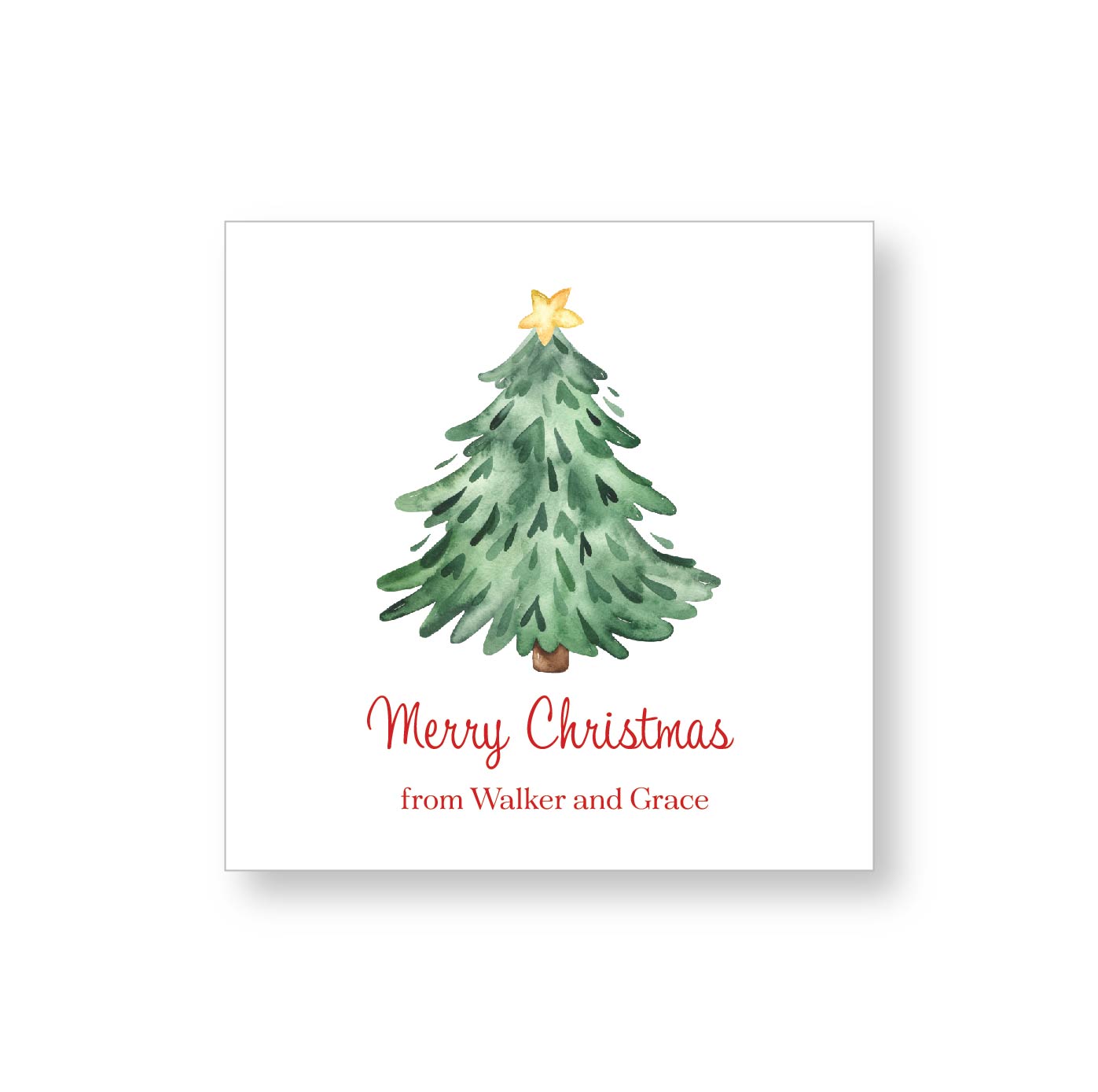 Holiday Gift Tag or Sticker   |     Happy Tree