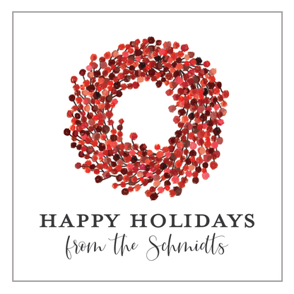 Holiday Gift Tag or Sticker    |    Red Berry Wreath