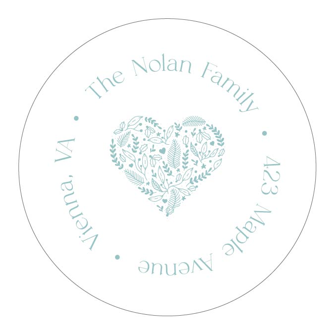 Holiday Round Address Label   |   Leaves Border Heart