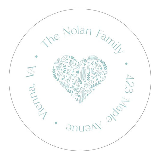 Holiday Round Address Label   |   Leaves Border Heart