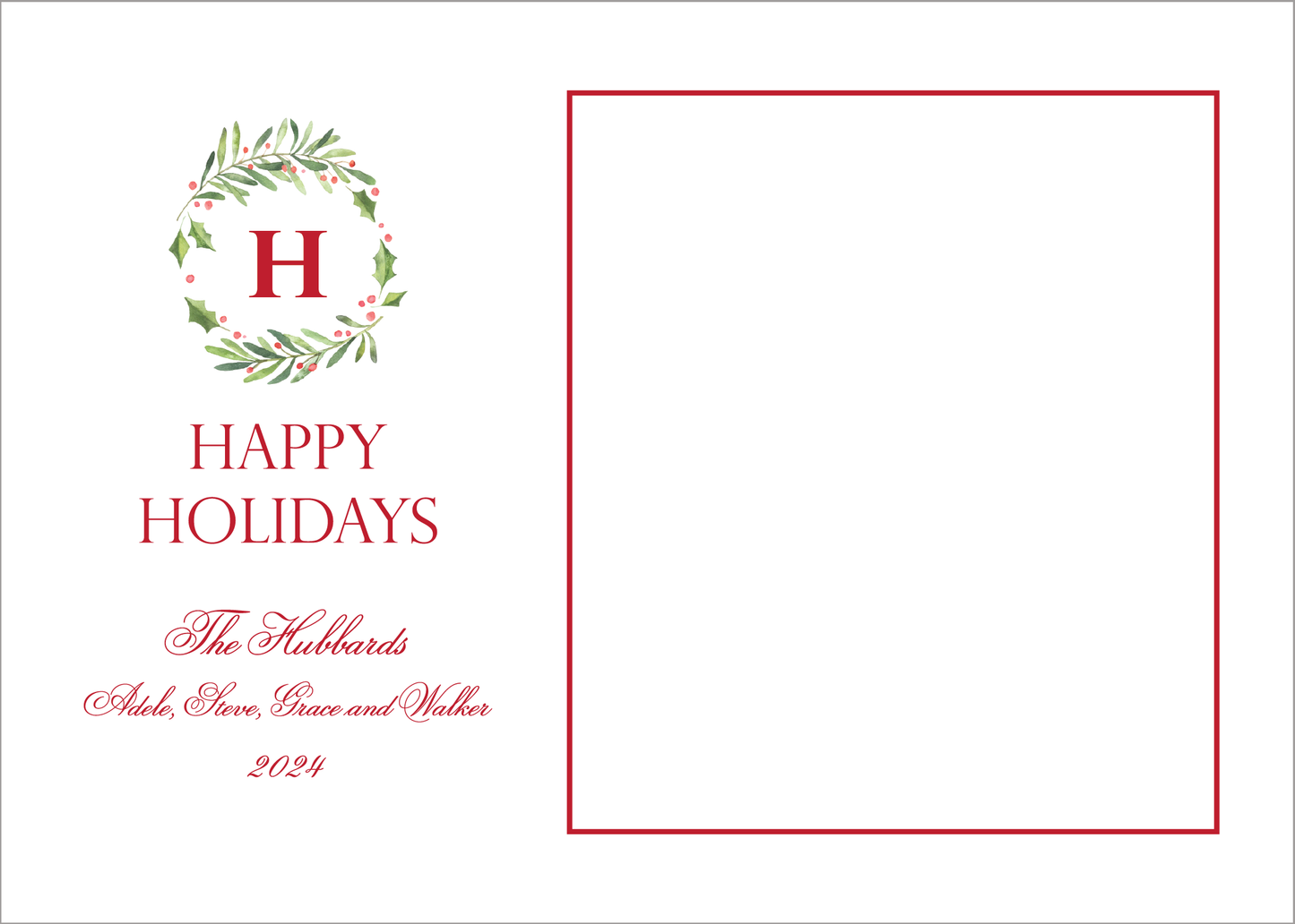Holiday Photo Card - Christmas Wreath   (Horizontal)