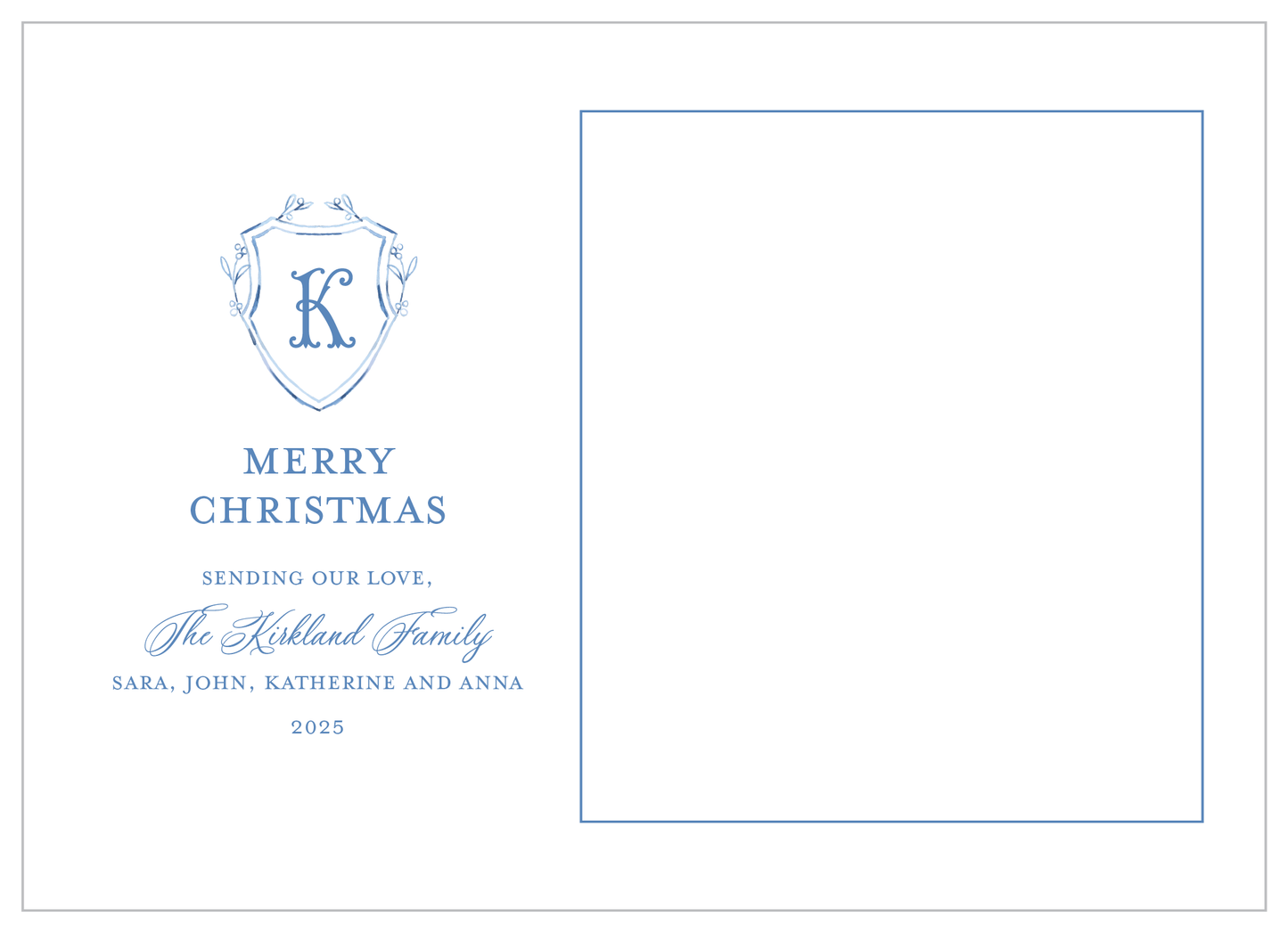 Holiday Photo Card - Blue Crest Christmas