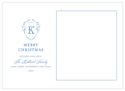 Holiday Photo Card - Blue Crest Christmas