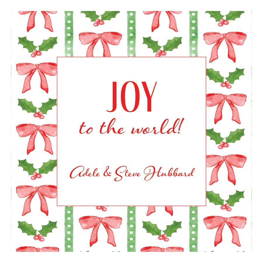 Holiday Gift Tag or Sticker    |    Red Bow Stripe