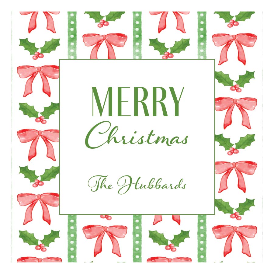 Holiday Gift Tag or Sticker    |    Red Bow Stripe