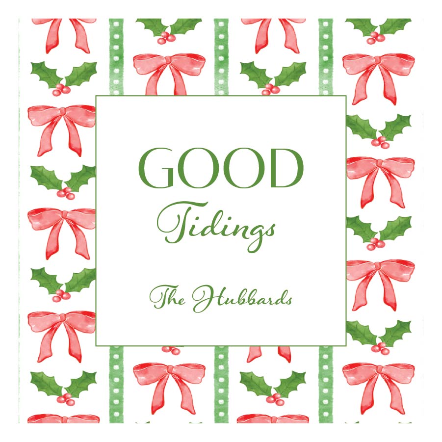 Holiday Gift Tag or Sticker    |    Red Bow Stripe