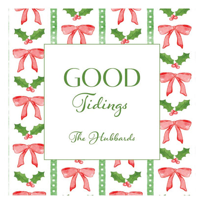 Holiday Gift Tag or Sticker    |    Red Bow Stripe