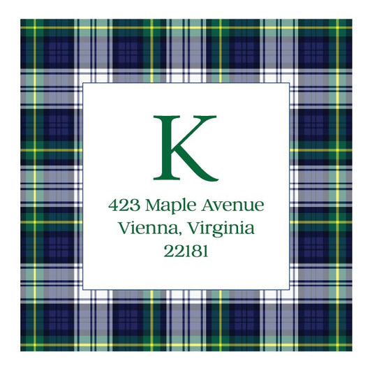 Holiday Address Label   |   Tis the Season Blue Plaid