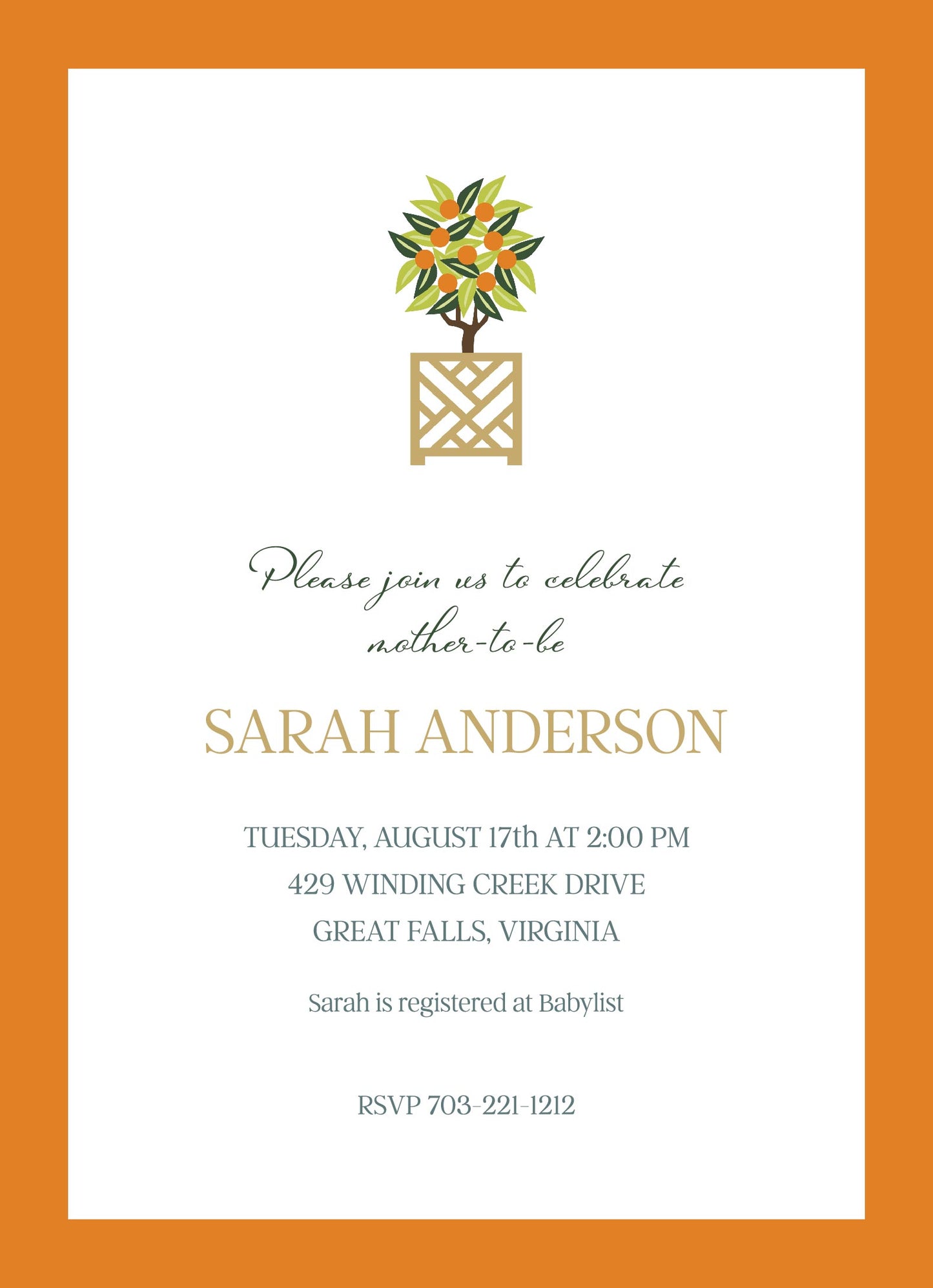 Invitation  |    Orange Topiary